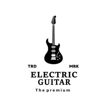 Stringed musical instrument logo, electric guitar silhouette suitable for music Illustrazione stock