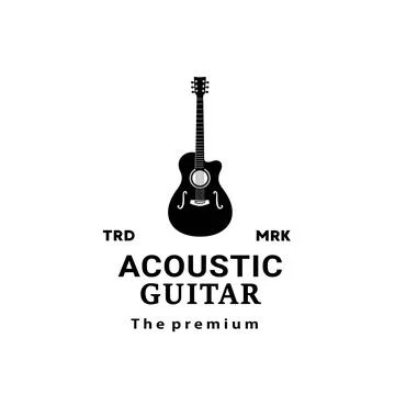 Stringed musical instrument logo, electric guitar silhouette suitable for music Illustrazione stock