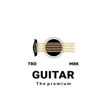 Stringed musical instrument logo, guitar silhouette suitable for music Stock Illustration