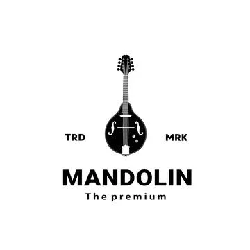 Stringed musical instrument logo, mandolin silhouette suitable for music Illustrazione stock