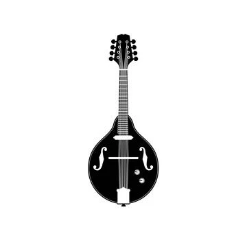 Stringed musical instrument logo, mandolin silhouette suitable for music Stock Illustration