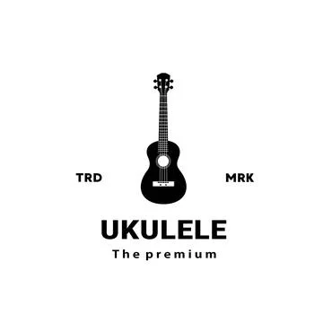 Stringed musical instrument logo, ukulele silhouette suitable for music Stock Illustration
