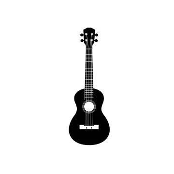 Stringed musical instrument logo, ukulele silhouette suitable for music Stock Illustration
