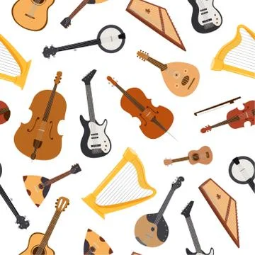 Stringed musical instrument with strings, bluegrass mandolin, banjo and lute Stock Illustration