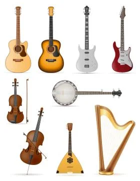 Stringed musical instruments stock vector illustration Illustrazione stock