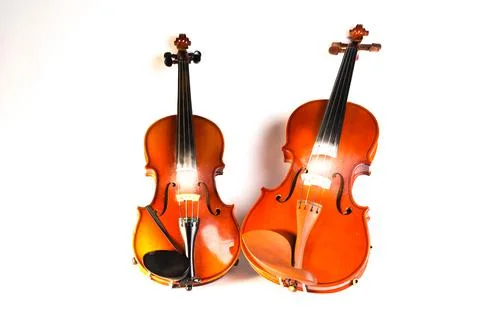 Stringed musical instruments. violin and bow. playing the violin. music. retr Stock Photos