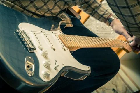 Stringing guitar Stock Photos