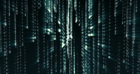 Strings of 0 and 1 fall from top to bottom Stock Footage 102708220