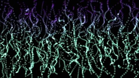 Strings of abstract colorful bokeh particles mixing up in motion Stock-Footage 139011419