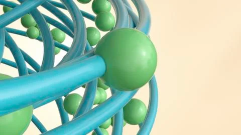 Strings and spheres, 3D Rendering Stock Illustration
