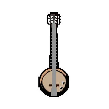 Strings banjo pixel art vector illustration Stock Illustration