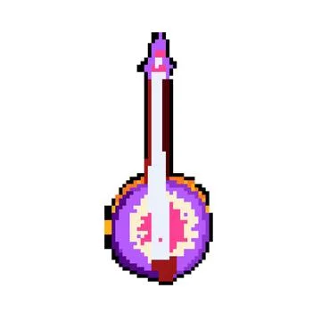 Strings banjo pixel art vector illustration Stock Illustration
