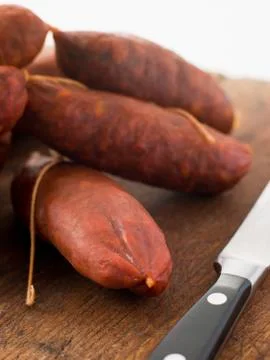 Strings of Chorizo Sausage Stock Photos
