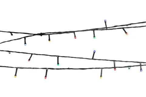 Strings of Christmas lights on white background Stock Photos
