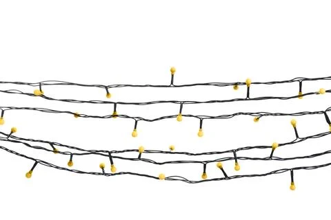 Strings of Christmas lights on white background Foto stock