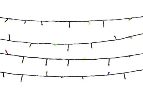 Strings of Christmas lights on white background Stock Photos