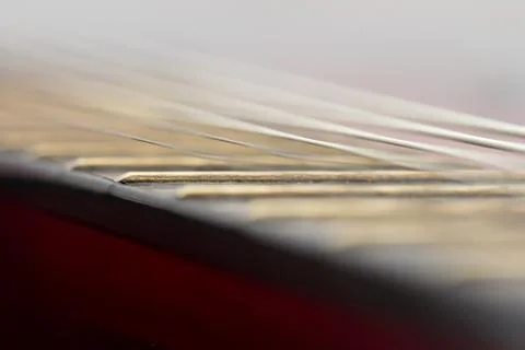 Strings on a guitar. macro Stock Photos