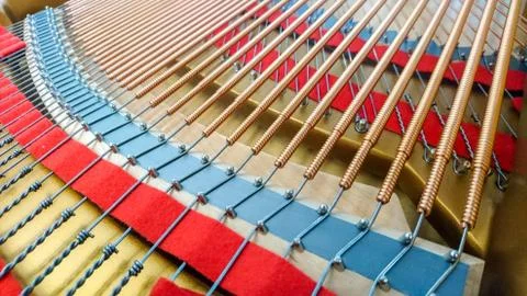 Strings inside grand piano Stock Photos