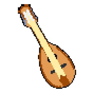Strings mandolin pixel art vector illustration 스톡 일러스트