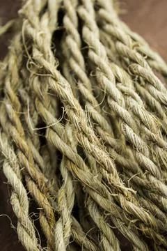 Strings of resistant and strong braided esparto, detail of binding material Stock Photos