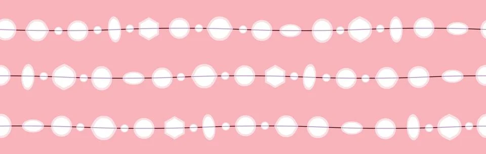 Strings of simple beads vector border on pink Stock Illustration