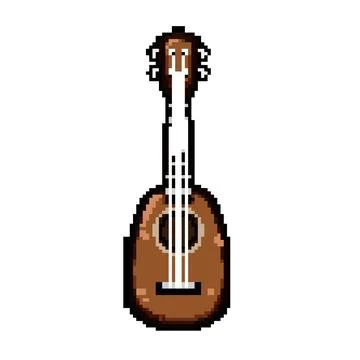 Strings ukulele pixel art vector illustration Illustrazione stock