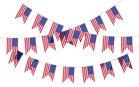Strings of USA flags decorative hanging bunting Stock Illustration