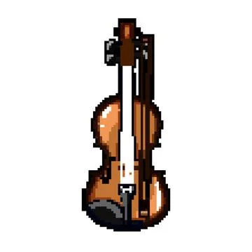 Strings violin pixel art vector illustration Stock Illustration