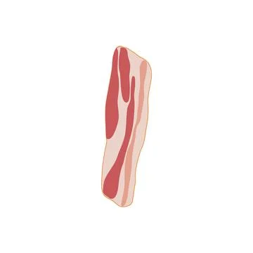 A strip of bacon in flat design style showing the texture and color Stock Illustration