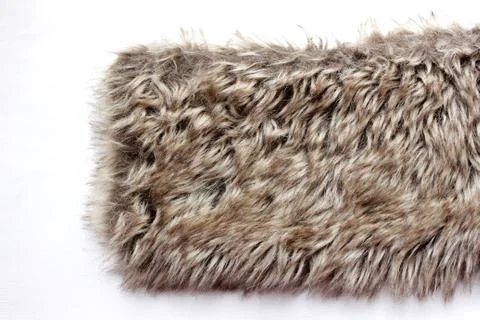 Strip of grey wool on white Stock Photos