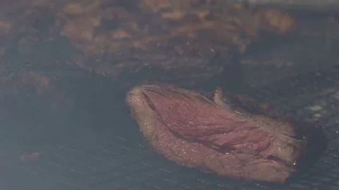 Strip of meat cooking 스톡 동영상 79469112