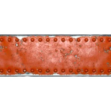 Strip of metal with rivets painted red in the shape of a rectangle in the center Stock Illustration