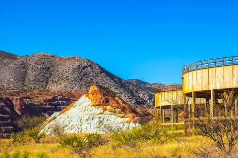 Strip Mining &amp; Abandoned Structures In Bisbee, Arizona Stock Photos