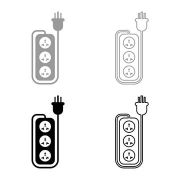 Strip multi plug network filter smart power tripled wire socket adapter ele.. Illustrazione stock