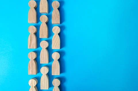 A strip of ordered figures of people. Queue line. Movement in one direction.. Stock Photos