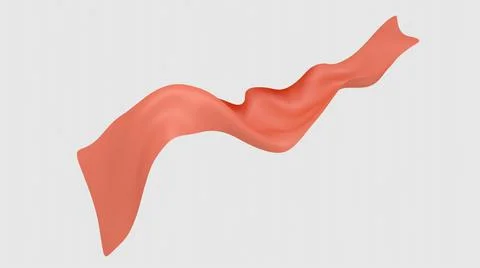 A strip of red cloth crumpled by the waves on a light background. Illustrazione stock