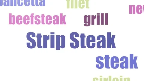 Strip Steak Word Cloud Animated Isolated On White Stock Footage 107248375