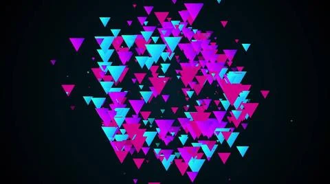 Strip of triangular particles Flying and attracting digital 3d render of p... Foto stock