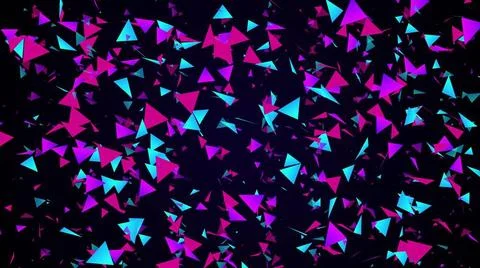 Strip of triangular particles Flying and attracting digital 3d render of p... Foto stock