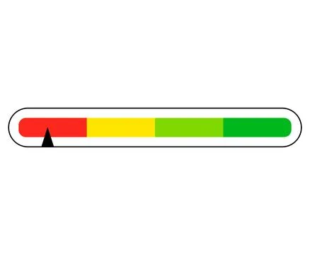 Stripe color scale meter. Panel gauge with dial showing Stock Illustration