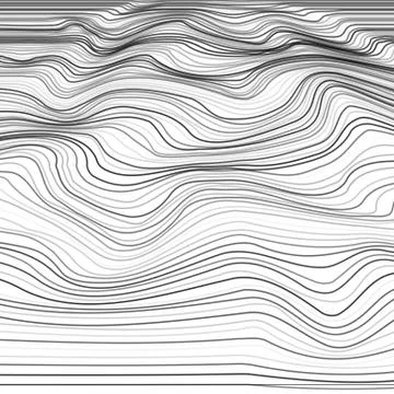 Stripe deformation background. Distorted wave monochrome texture. Abstract dy Illustrazione stock