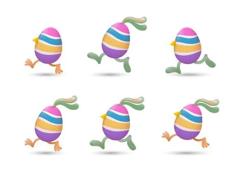 Stripe easter eggs run set Stock Illustration