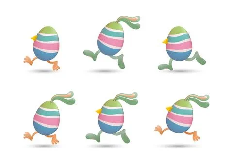 Stripe easter eggs run set Stock Illustration