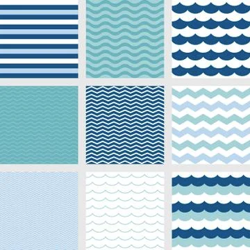 Stripe, navy blue wave, zig zag pattern Stock Illustration