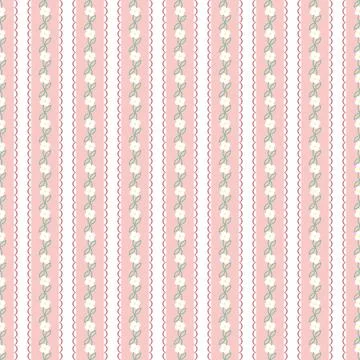 Stripe Vertical Row Garden Flower (Pink, White, Yellow, Green) Stock Illustration