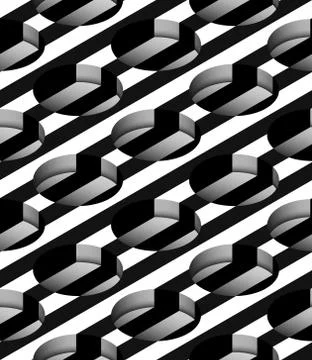 Striped 3D Cylindrical Holes Vector Seamless Pattern Stock Illustration