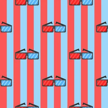 Striped 3D glasses seamless pattern background. Vector file 스톡 일러스트