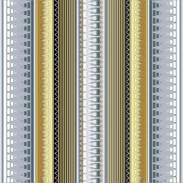 Striped 3d greek borders vector seamless pattern. Stock Illustration