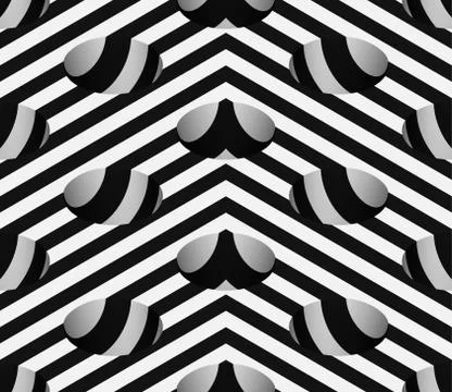 Striped 3D Hemisphere Pit Hole Vector Seamless Pattern Stock Illustration