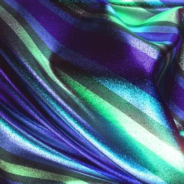 Striped 3D Luxury Fabric Drape in Emerald and Indigo Stock Illustration